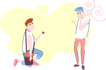 couple gay proposal lovers characters