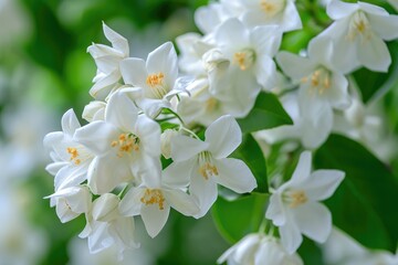 Naklejka na ściany i meble Jasmine Blooms: A Celebration of Summer Botany in Bright Colours
