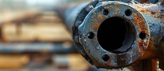 Tool to perforate oil and gas well, creating holes for flow. Close-up image of gun carrier. Swelling of gun after firing. - Powered by Adobe