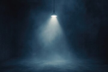 Neon Spotlight: Minimalist Concept of Dark Room with Misty Ambiance