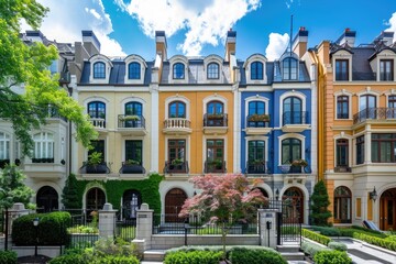 Evening Glow in Historic Washington DC Neighborhood: Luxury Row Houses in Spring Light