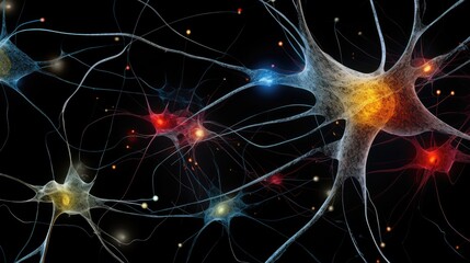 Neuronal network, neurons, and synapses. Brain sensory cortex functions, Default Mode Network (DMN), brainwave stimuli Electroencephalogram (EEG). Neural activity patterns, fMRI cognitive neuroscience