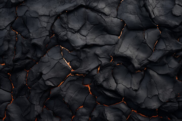 Aerial view of the texture of a solidifying lava field, close-up - obrazy, fototapety, plakaty