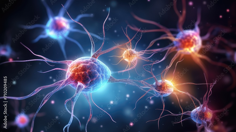 Poster complex neuronal network neurons synapses in brain. explore neural encoding and decoding mechanisms.