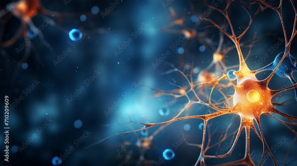 Poster vibrant abstract background with neuron cells in a colorful display of neural connections