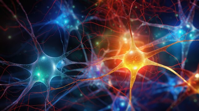 Neuronal network neurons, synapses, connections to Peripheral Nervous System (PNS). Brain hemispheres, frontal, temporal, parietal, and occipital lobes. Broca's and Wernicke's areas, and motor cortex