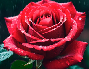 Red rose in the rain