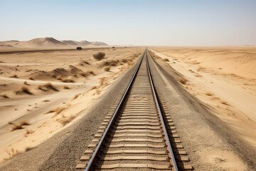 railways stretching through desert. Generative AI