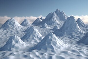 3D snow mounds with ice. Generative AI