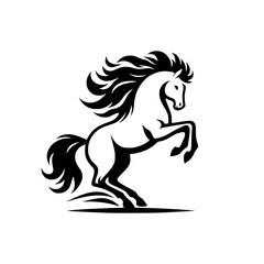 High Quality Vector Logo of a Majestic Rearing White Horse. Versatile Symbol of Strength and Elegance for Logos, Branding, and Marketing. Isolated on White Background for Seamless Integration.