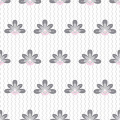 Obraz premium seamless repeat pattern with beautiful gray floral motifs on a wavy textured background perfect for fabric, scrap booking, wallpaper, gift wrap projects