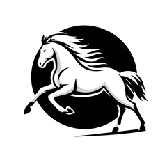 High Quality Vector Logo of a Majestic Rearing White Horse. Versatile Symbol of Strength and Elegance for Logos, Branding, and Marketing. Isolated on White Background for Seamless Integration.
