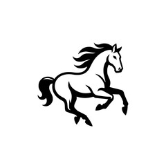 High Quality Vector Logo of a Majestic Rearing White Horse. Versatile Symbol of Strength and Elegance for Logos, Branding, and Marketing. Isolated on White Background for Seamless Integration.