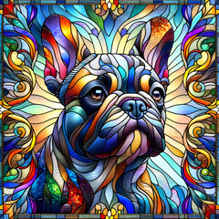 Stained glass French Bulldog