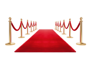 Red carpet isolated on transparent background. PNG file, cut out