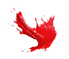 Red smudge smear isolated on transparent background. PNG file, cut out