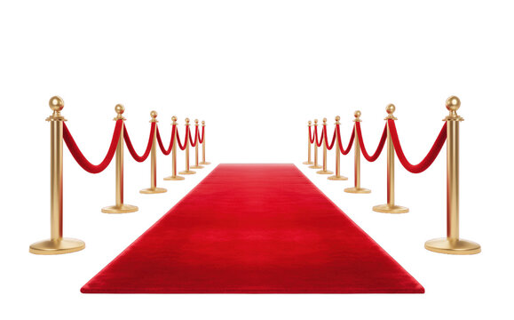 Red carpet isolated on transparent background. PNG file, cut out