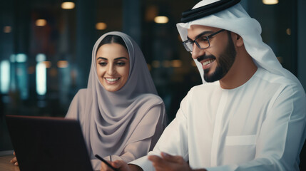 lovely Arabic Couple portrait in office