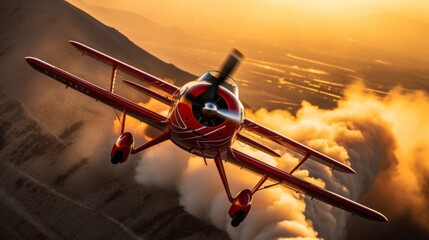 High-energy aerobatic maneuvers performed by a skilled pilot in a sleek aerobatic plane, showcasing the precision and excitement of airshows. - obrazy, fototapety, plakaty