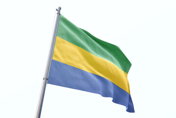 Gabon flag waving isolated on white background