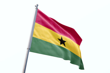 Ghana flag waving isolated on white background