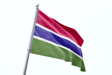 Gambia flag waving isolated on white background