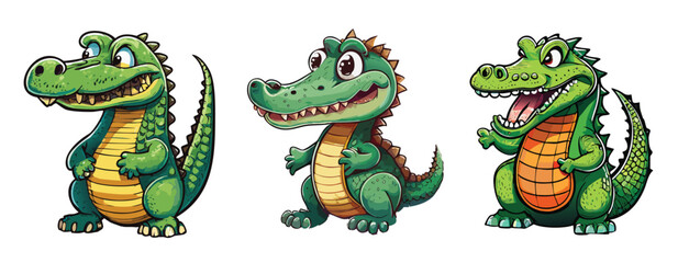 Obraz premium Cute cartoon crocodile set
