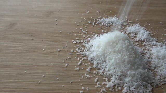 Grated coconut flakes. Nut natural dietary ingredient