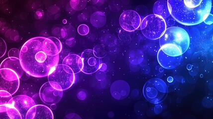 Abstract glowing purple and blue orbs on a dark background - obrazy, fototapety, plakaty