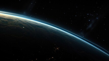 View of Earth from space with a sunrise edge
