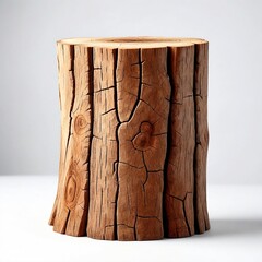 Old wooden stump on a white background. Isolated. Generative Ai