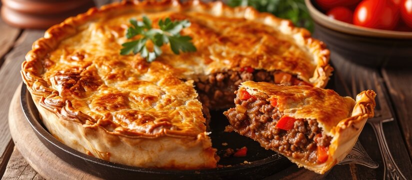 pie with ground meat filling
