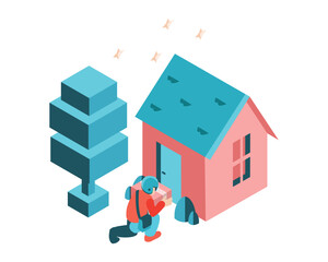 Package is Being Delivered to the Customer's Home by the Courier  | Isometric Delivery