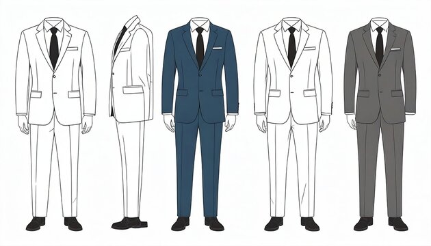 Set of businessmen on a white background in business suits in a flat style. set of vector illustrations of stylish and fashionable men. Generative A