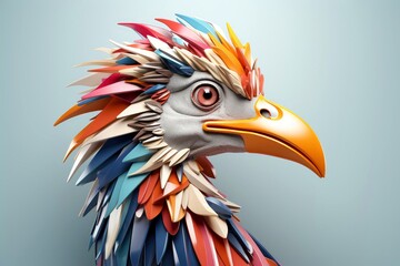 Obraz premium Close-up, 3d mockup of abstract bird with minimal background