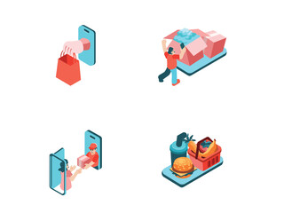 Mini Pack of Courier Activities | Isometric Delivery
