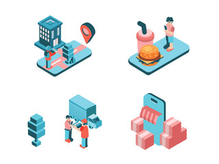 Mini Pack of Courier Activities | Isometric Delivery