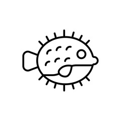 Puffer fish outline icons, minimalist vector illustration ,simple transparent graphic element .Isolated on white background