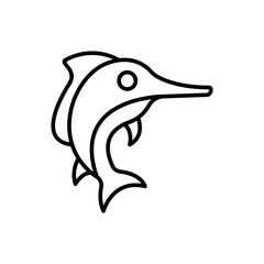 Swordfish outline icons, minimalist vector illustration ,simple transparent graphic element .Isolated on white background