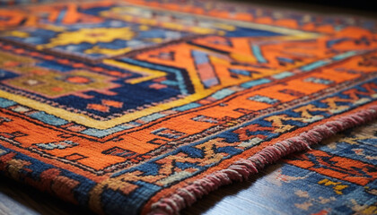 Turkish kilim, woven wool, vibrant colors, indigenous culture, antique generated by AI