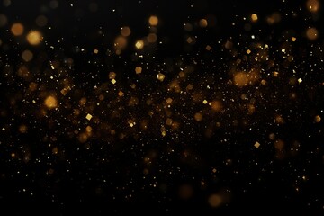 Fototapeta na wymiar Abstract background with golden glitter effects on black background. Golden glitter for overlay in graphic art. Golden light in bokeh effect.