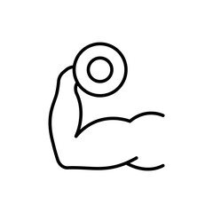 Arm muscle outline icons, minimalist vector illustration ,simple transparent graphic element .Isolated on white background