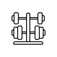 Dumbbell outline icons, minimalist vector illustration ,simple transparent graphic element .Isolated on white background