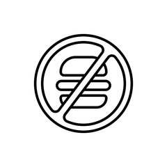 No fast food outline icons, minimalist vector illustration ,simple transparent graphic element .Isolated on white background