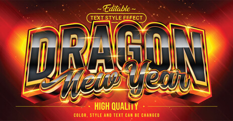 Editable text style effect - Dragon New Year text style theme.