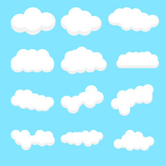 Fototapeta premium set clouds in the sky with blue background vector 