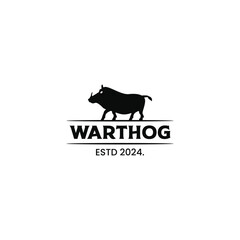 Obraz premium warthog simple vector logo illustration design retro vintage