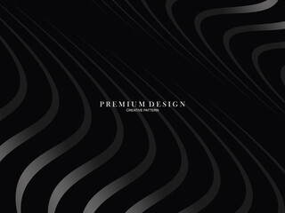 Black abstract background design. Modern wavy lines (guilloche curves) pattern in monochrome colors. Premium line texture for banner, business card, business background. Dark horizontal vector templat