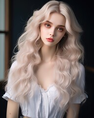 White-haired girl with a mysterious look, intense atmosphere