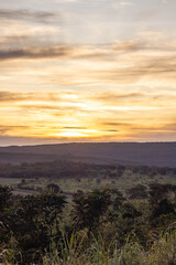 pôr do sol na cidade de Paracatu, Estado de Minas Gerais, Brasil